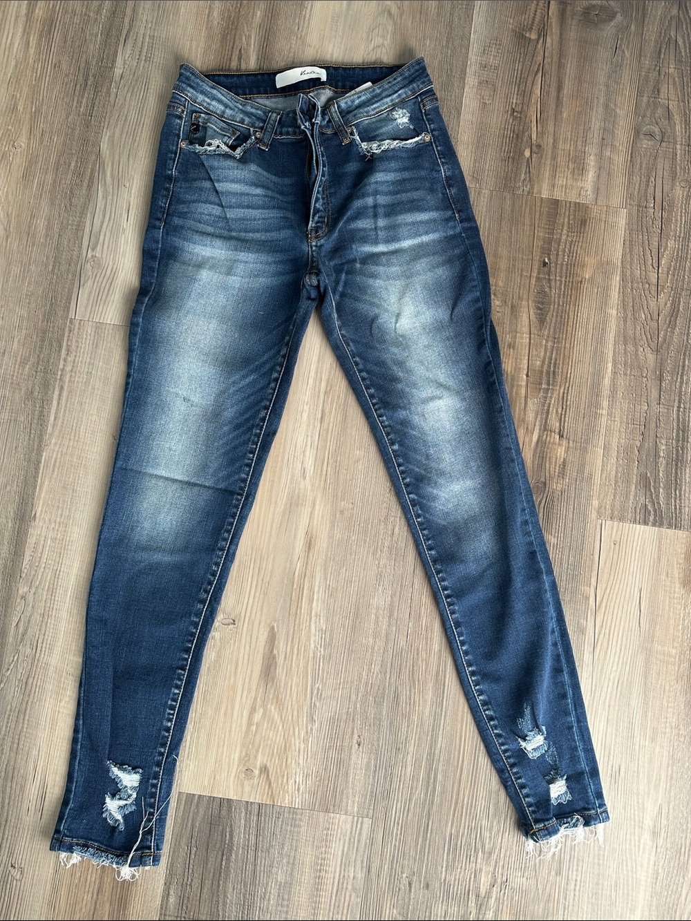 KanCan Women's Dark Blue Distressed Jeans
